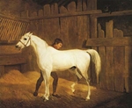 Grey Horse and Groom in a Stable - Agasse