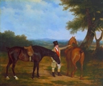 two hunters with a groom - Agasse