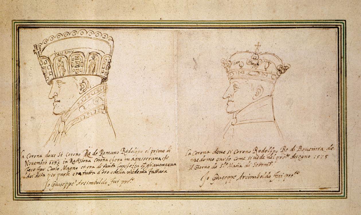 Two portraits of Rudolf II with crown