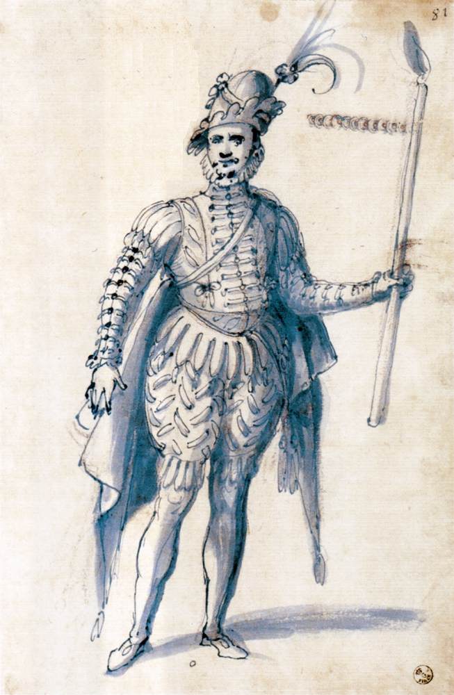 Costume Drawing for a Male Figure with Torch