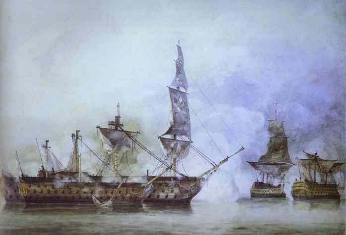 His Majesty's ship Victory in the Memorable Battle of Trafalgar 