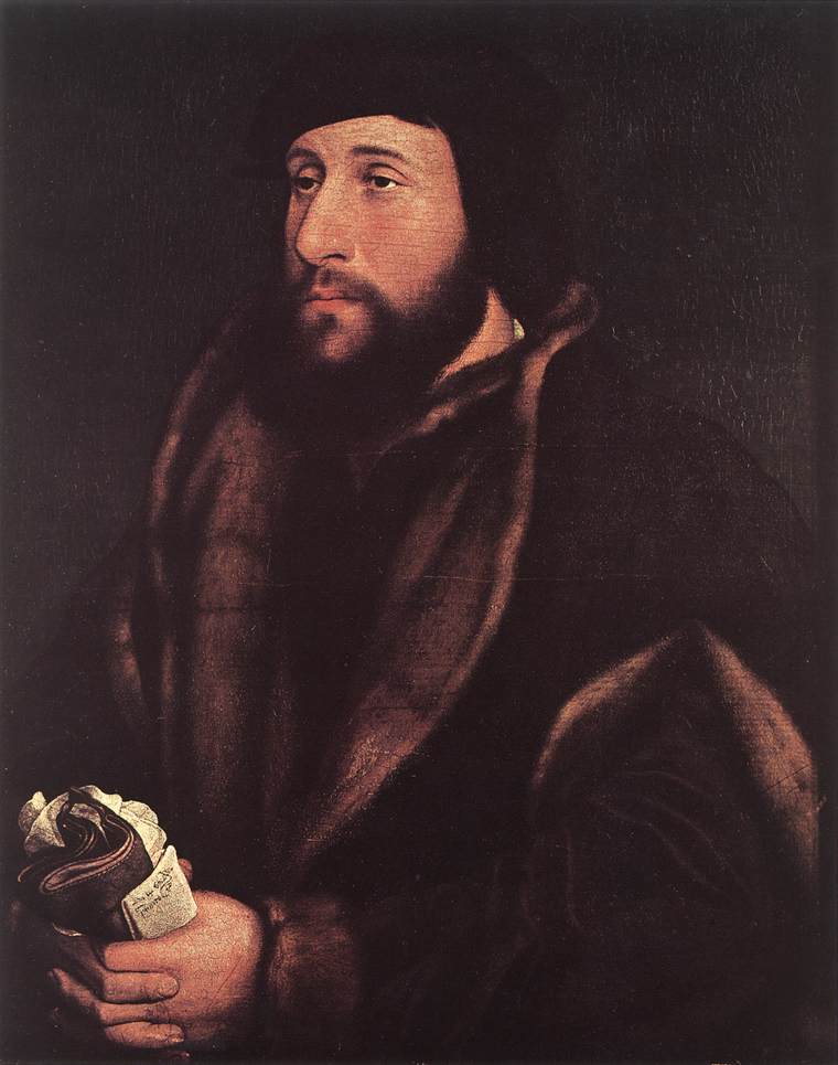 Portrait of a Man Holding Gloves and a Letter